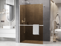 Mexen Kioto+ zuhanyfal polccal Walk-in 100 x 200 cm, bronz 8 mm, fehér - 800-100-121-20-32