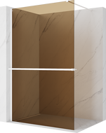 Mexen Kioto+ 110 x 200 cm, barna 8 mm, fehér polcos Walk-in zuhanyfal - 800-110-121-20-32