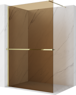 Mexen Kioto+ Zuhanyfal polccal Walk-in 90 x 200 cm, 8 mm bronz, arany - 800-090-121-50-32