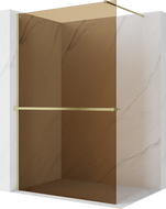 Mexen Kioto+ zuhanyfal polccal Walk-in 110 x 200 cm, bronz 8 mm, arany szálcsiszolt - 800-110-121-55-32