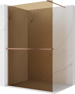 Mexen Kioto+ 130 x 200 cm-es zuhanyfal polccal, 8 mm bronz, kefe réz - 800-130-121-65-32