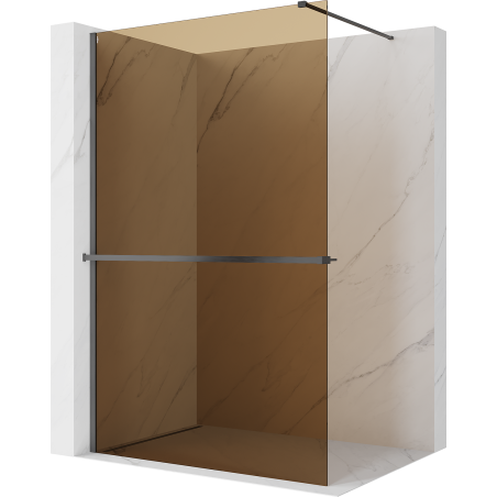 Mexen Kioto+ Zuhanyfal polccal Walk-in 140 x 200 cm, bronz 8 mm, gun gray csiszolt - 800-140-121-66-32