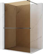 Mexen Kioto+ Zuhanyfal polccal Walk-in 140 x 200 cm, bronz 8 mm, gun gray csiszolt - 800-140-121-66-32