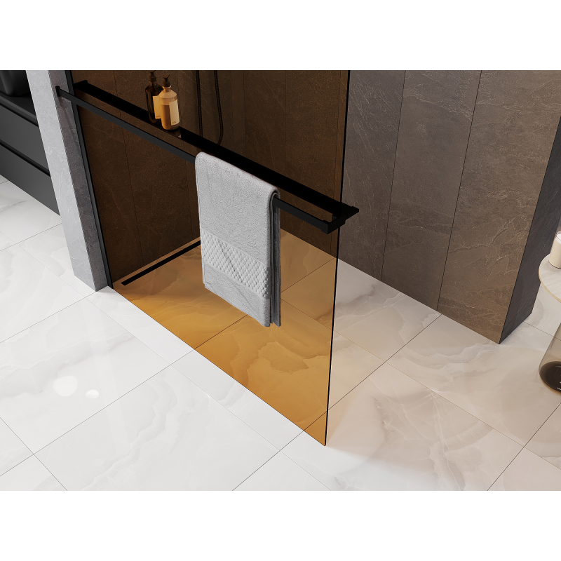 Mexen Kioto+ zuhanyfal polccal Walk-in 70 x 200 cm, 8 mm, fekete - 800-070-121-70-32