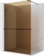 Mexen Kioto+ perete de duș cu raft Walk-in 110 x 200 cm, bronz 8 mm, negru - 800-110-121-70-32