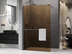Mexen Kioto+ Tusolófal polccal, Walk-in 130 x 200 cm, bronz, 8 mm, gun metal - 800-130-121-95-32
