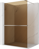 Mexen Kioto+ zuhanyfal polccal Walk-in 100 x 200 cm, bronz 8 mm, kefélt nikkel - 800-100-121-97-32