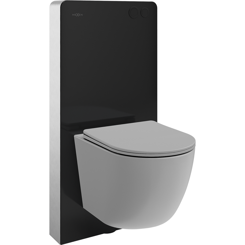 Mexen Lena set WC montaj pe perete cu cadru pneumatic Tex Air G cu vas WC și capac cu închidere lentă, gri deschis mat