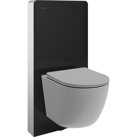 Mexen Lena set WC montaj pe perete cu cadru pneumatic Tex Air G cu vas WC și capac cu închidere lentă, gri deschis mat