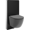 Mexen Lena set WC aplicat pe perete cu cadru pneumatic Tex Air G cu vas WC și capac cu închidere lentă, gri închis mat
