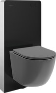 Mexen Lena set WC aplicat pe perete cu cadru pneumatic Tex Air G cu vas WC și capac cu închidere lentă, gri închis mat