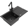 Mexen Pablo chiuvetă de granit cu 1 compartiment cu scurgător și baterie de bucătărie Duero, negru/argintiu metalic