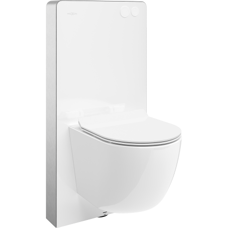 Mexen Lena WC falra szerelhető készlet Tex Air G pneumatikus tartószerkezettel, WC csészével és lassan záródó