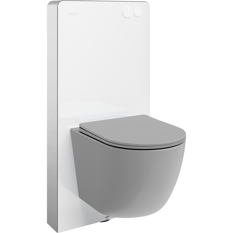 Mexen Lena set exterior WC cadru pneumatic Tex Air G cu vas WC și capac cu închidere lentă, gri deschis mat