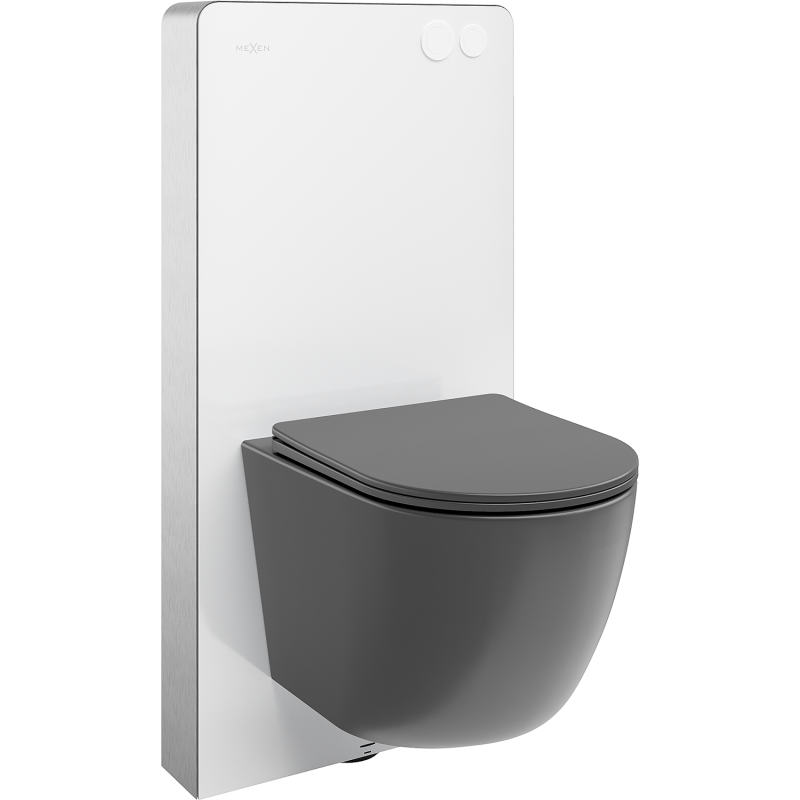 Mexen Lena WC falsík mögötti készlet pneumatikus Tex Air G kerettel, WC csészével és lassan záródó üléssel,