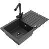 Mexen Pablo chiuvetă din granit cu 1 compartiment cu picurător și baterie de bucătărie Duero, negru pătat