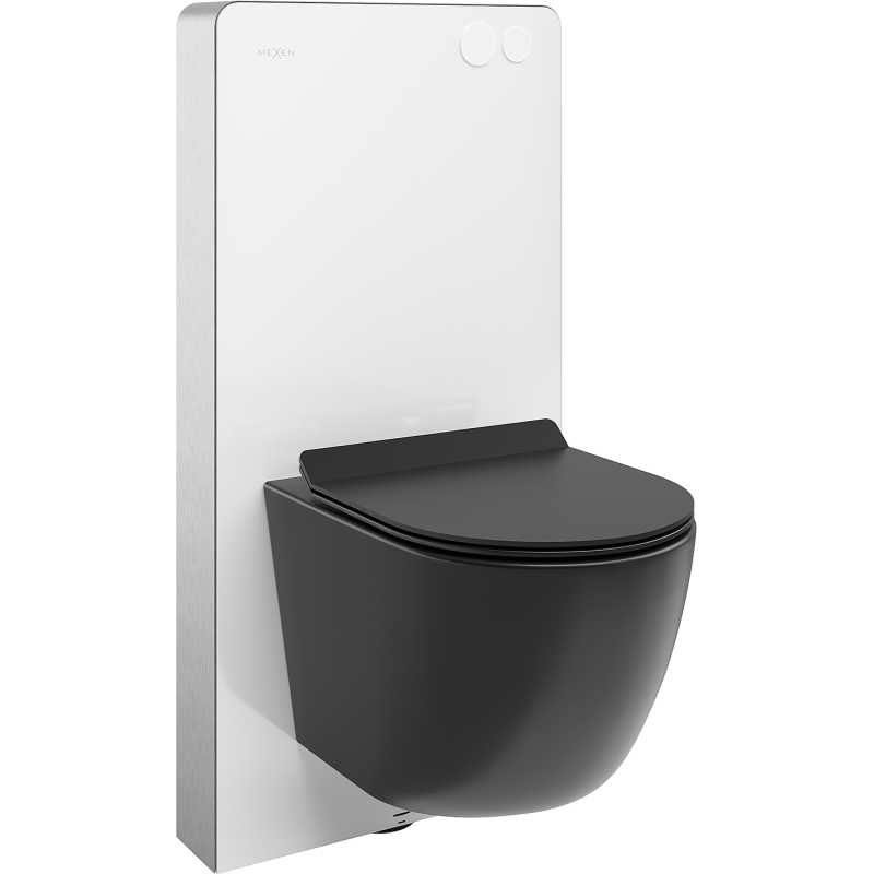 Mexen Lena set WC aplicat pe perete cu cadru pneumatic Tex Air G cu vas WC și capac cu închidere lentă, negru mat