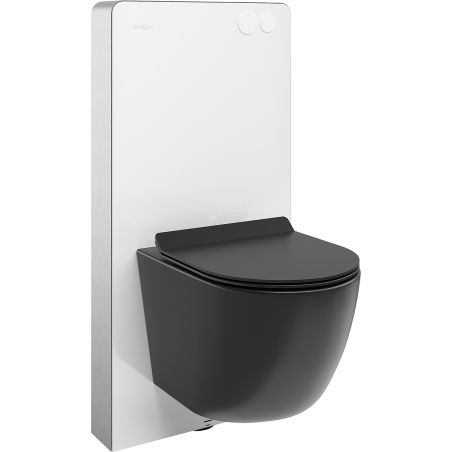 Mexen Lena set WC aplicat pe perete cu cadru pneumatic Tex Air G cu vas WC și capac cu închidere lentă, negru mat