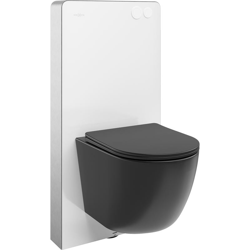 Mexen Lena szerelhető WC készlet Tex Air G pneumatikus vázzal, WC csészével és lassan záródó üléssel, fekete matt