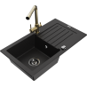 Mexen Pablo egymedencés gránit mosogató csepptálcával és Duero konyhai csapteleppel, fekete - 6510-77-671600-50-B