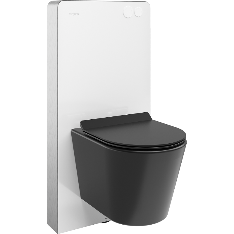 Mexen Rico set încastrat WC cadru pneumatic Tex Air G cu vas WC Tornado și capac cu închidere lentă, negru mat