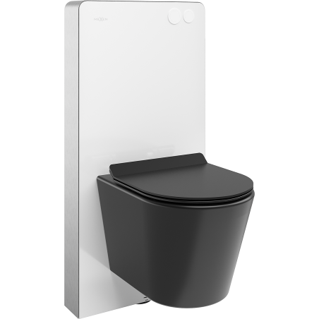 Mexen Rico set încastrat WC cadru pneumatic Tex Air G cu vas WC Tornado și capac cu închidere lentă, negru mat