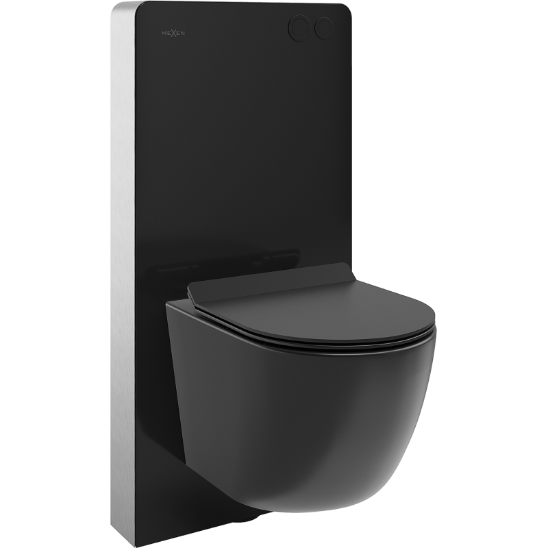 Mexen Lena set de montaj aparent WC cu cadru pneumatic Tex Air G cu vas WC Tornado și capac cu închidere lentă, negru mat