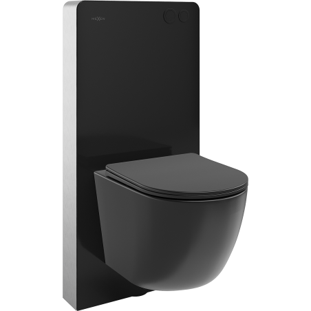 Mexen Lena set WC suprapus Tex Air G cu cadru pneumatic și vas WC cu capac cu închidere lentă, negru mat - 615030221085A-70