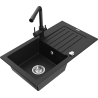 Mexen Pablo chiuvetă din granit cu 1 compartiment cu scurgător și baterie de bucătărie Duero, negru - 6510-77-671600-70