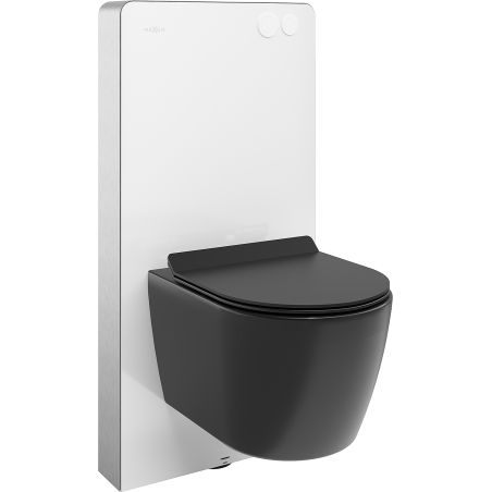 Mexen Carmen set WC deasupra peretelui cu cadru pneumatic Tex Air G cu vas WC Tornado și capac cu închidere lentă, negru mat
