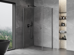 Mexen Mist-B 85 x 90 cm-es nyíló zuhanykabin, átlátszó, fegyverszürke kefélt - 8A2T-085-090-66-00