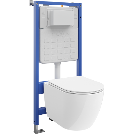 Mexen Lena set încastrat WC cadru pneumatic Tex Air Slim cu vas WC 2.0 Tornado și capac cu cădere lentă, alb