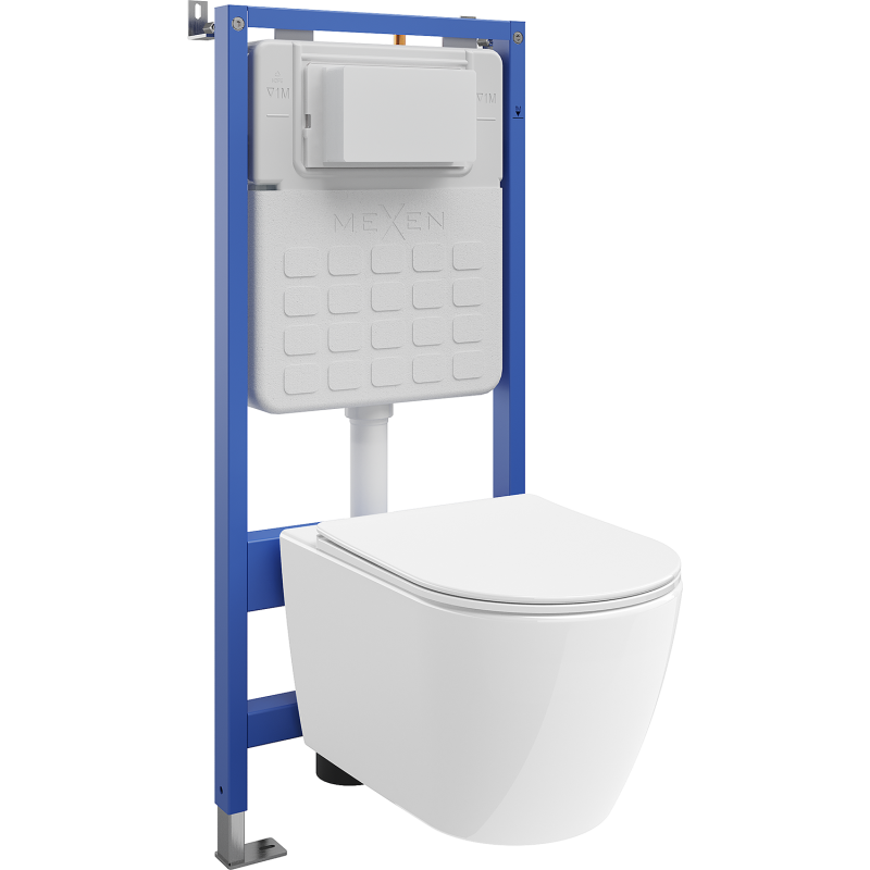 Mexen Rico set WC încastrat cadru Tex Slim cu vas WC 2.0 Tornado și capac cu coborâre lentă, alb - 61003072L4000T
