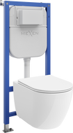 Mexen Lena WC rejtett szerelésű készlet Tex E kerettel, WC csészével 2.0 és lassan záródó WC ülőkével, fehér
