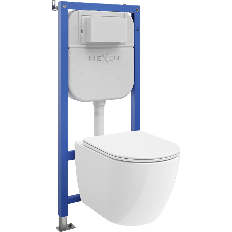 Mexen Lena set WC încastrat cadru pneumatic Tex Air E cu vas WC 2.0 Tornado și capac cu închidere lentă, alb