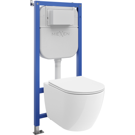 Mexen Lena set WC încastrat cadru pneumatic Tex Air E cu vas WC 2.0 Tornado și capac cu închidere lentă, alb