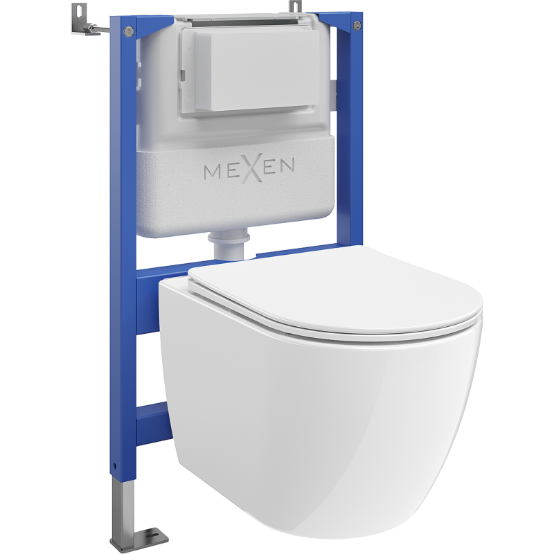 Mexen Lena set încorporat WC cadru pneumatic Tex Air XS-F cu vas WC 2.0 Tornado și capac cu cădere lentă, alb