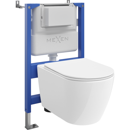 Mexen Rico WC süllyesztett készlet Tex Air XS-F pneumatikus vázzal, WC 2.0 Tornádó csészével és lassan záródó