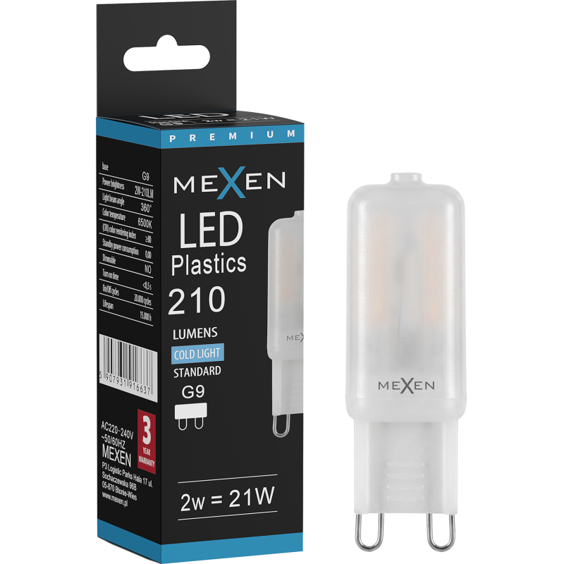 Mexen Aura Bec LED G9, 2W, Rece - 6500K, 210 lm - L120-G9-0265-01