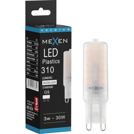 Mexen Aura Bec LED G9, 3W, Neutru - 4000K, 310 lm - L120-G9-0340-01