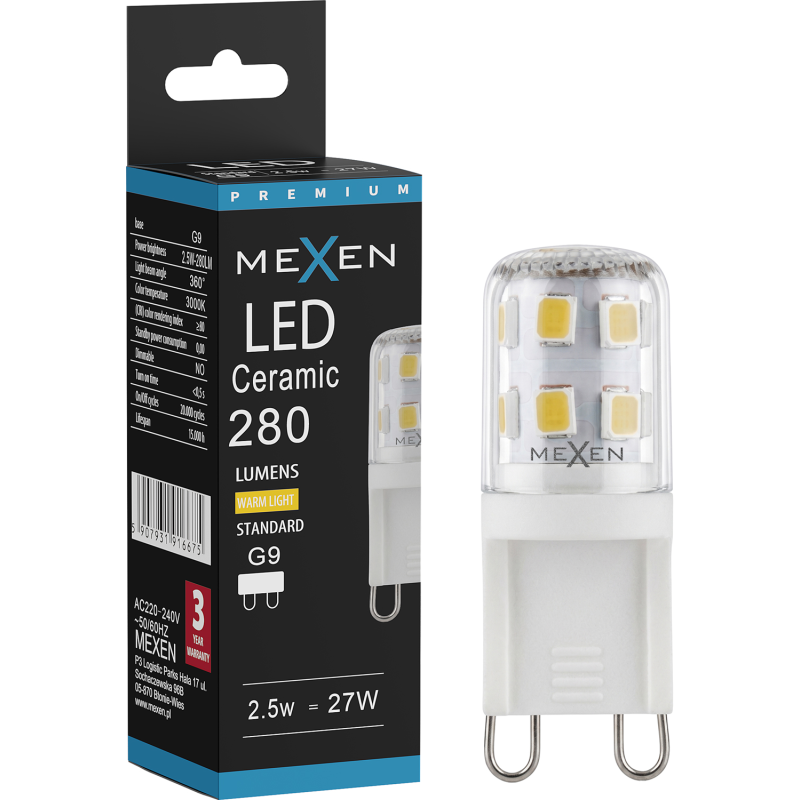 Mexen Aura Bec LED G9, 2,5W, Caldă - 3000K, 280 lm - L121-G9-0230-01