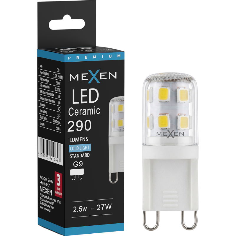 Mexen Aura LED izzó G9, 2,5W, Hideg - 6500K, 290 lm - L121-G9-0265-01