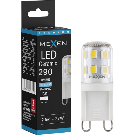 Mexen Aura Bec LED G9, 2,5W, Rece - 6500K, 290 lm - L121-G9-0265-01