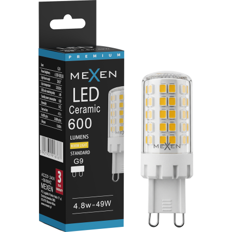 Mexen Aura LED Izzó G9, 4,8W, Meleg - 3000K, 600 lm - L121-G9-0530-01
