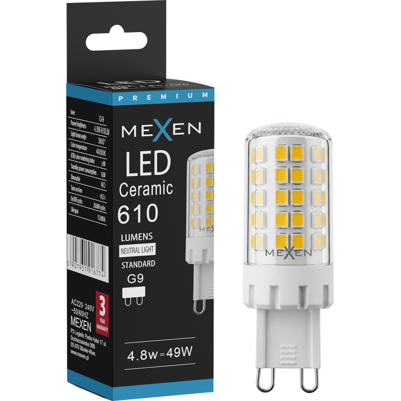 Mexen Aura LED izzó G9, 4,8W, Semleges - 4000K, 610 lm - L121-G9-0540-01