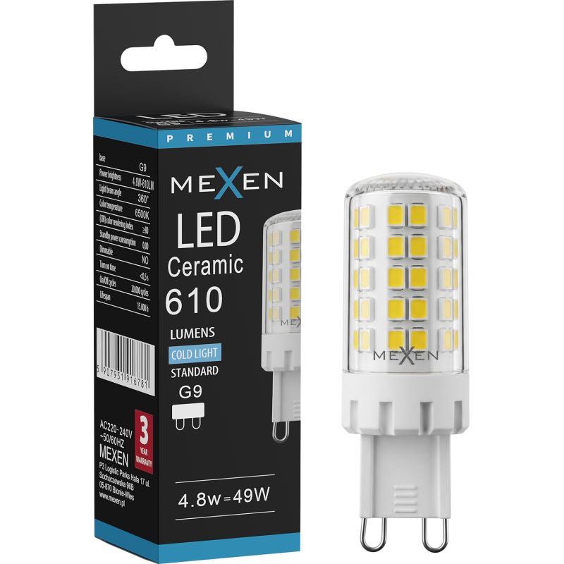 Mexen Aura LED izzó G9, 4,8W, Hideg - 6500K, 610 lm - L121-G9-0565-01