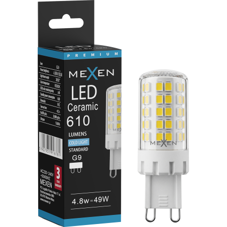 Mexen Aura Bec LED G9, 4,8W, Rece - 6500K, 610 lm - L121-G9-0565-01
