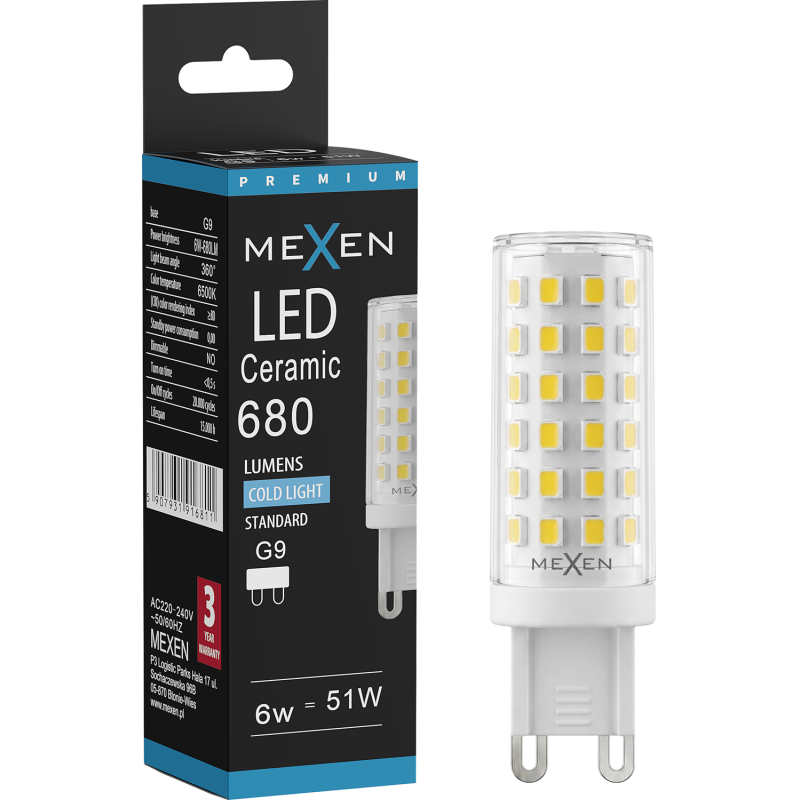 Mexen Aura LED izzó G9, 6W, Hideg - 6500K, 680 lm - L121-G9-0665-01