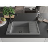 Mexen Elias gránit egymedencés mosogató csepegtetővel és Duero konyhai csapteleppel, szürke - 6511-71-671600-70-B