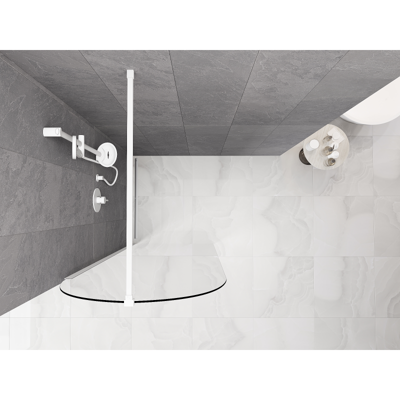 Mexen Kioto-Q Panou de duș Walk-in 90 x 200 cm, transparent 8 mm, alb - 800-090-101-20-00-Q
